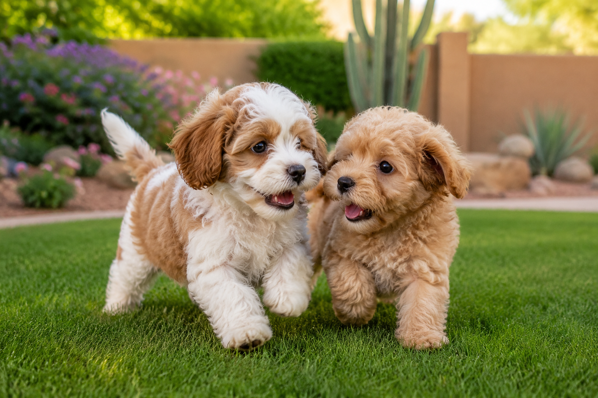 Tiny Mini Cavapoo girl promotional card