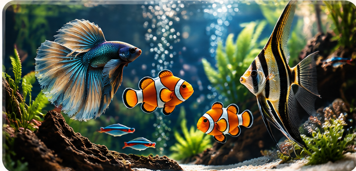 Luxury aquarium with colorful fish